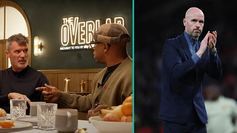 Bh&iacute; Easaontas ag Roy Keane le Ian Wright Thar Compar&aacute;id Manchester United