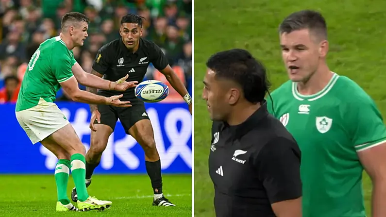 Cuireann Rieko Ioane leis an troid le Johnny Sexton Le Freagairt Gh&eacute;ar le Ma&iacute;omh Chorn an Domhain