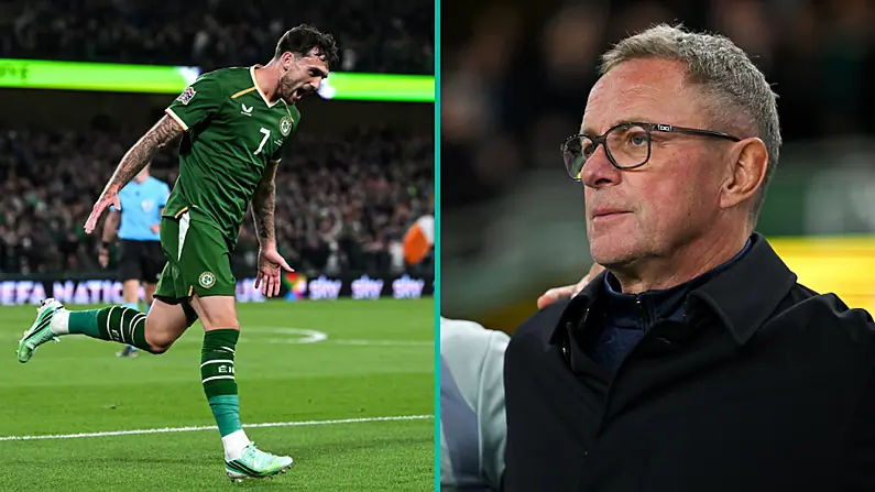 S&aacute;r-ionadh ar bhainisteoir na hOstaire, Ralf Rangnick, faoi Troy Parrott, a bh&iacute; 'den scoth', i ndiaidh taispe&aacute;ntas na h&Eacute;ireann.