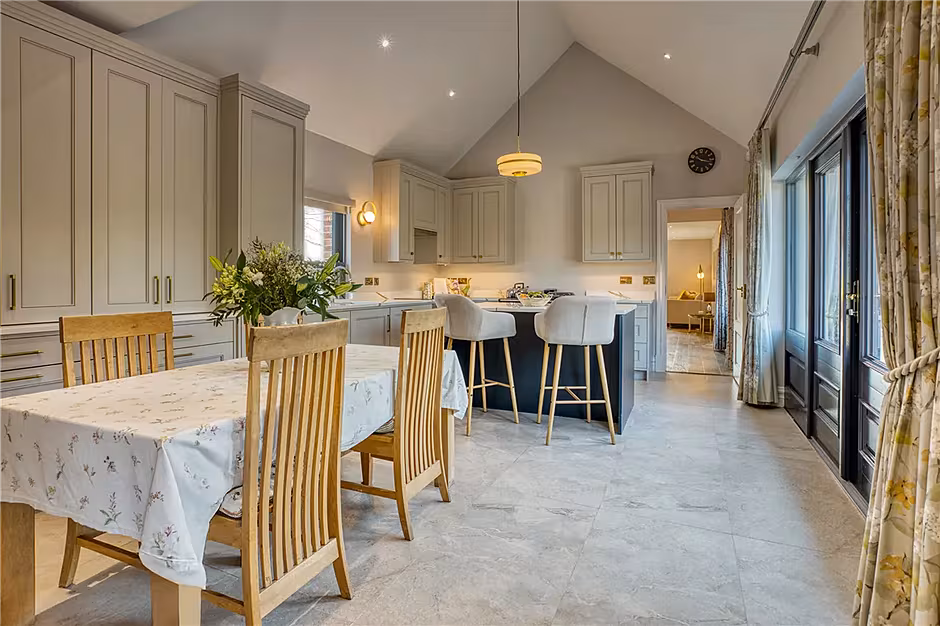 The kitchen and dining area in The Nest