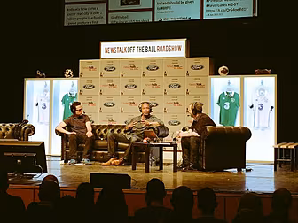 Paul McGrath speaks at the Off...