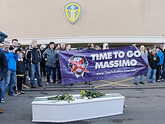 Leeds fans stage fake funeral...