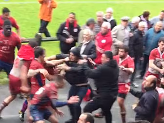 WATCH: Mass brawl breaks out a...