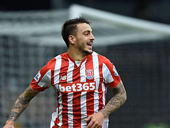 Stoke's Joselu sticks the...