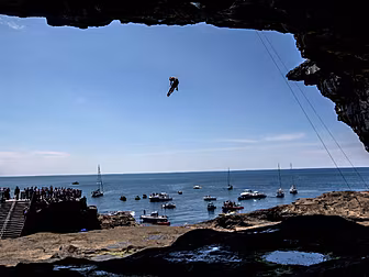 Cliff diving takes a new twist...