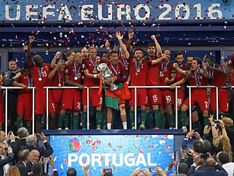 Portugal's players celebra...