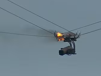 Sky camera goes up flames duri...