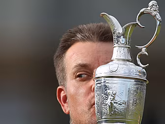 Henrik Stenson jumps into the...