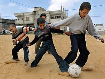 Young footballers from Gaza he...