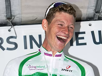 Ireland's Ryan Mullen shin...