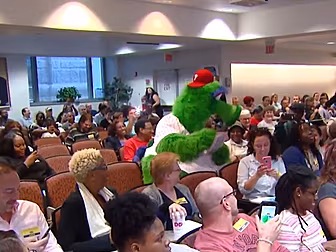 WATCH: Baseball mascot the Phi...