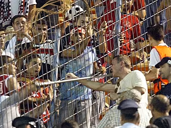  Football hooligans with baseb...