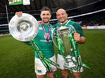 Rory Best and Rob Kearney sign...