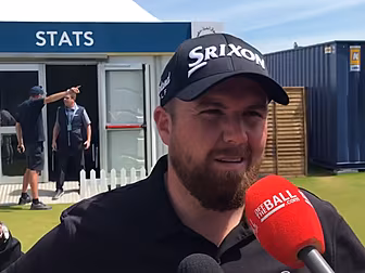 Shane Lowry reacts to his stro...