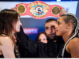Katie Taylor weighs in a pound...