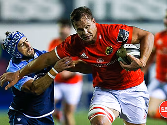Munster's Arno Botha handed th...