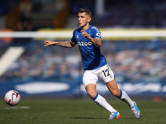 Everton's Lucas Digne has red...