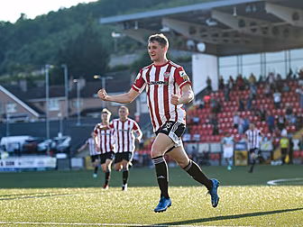 Derry defender Ronan Boyce get...