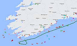 The erratic route of the Atlantic Companion this afternoon