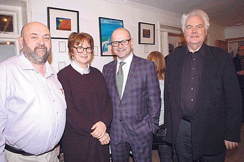 Fergus OMahony of the Warren Gallery in Castletownshend which hosted an exhibition to honour the memory of artist William Crozier last Friday night, with Katharine Crouan (the artists wife), S&eacute;an Kissane (curator, IMMA) who opened the exhibition and Eoi