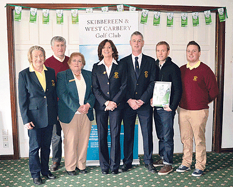 Pictured at the Pay As You Golf launch in Skibbereen & West Carbery Golf Club, were, from left, lady president Margaret Foley, president Brendan Hamilton, ILGU official Marion Pattenden, lady captain Una Murray, captain Frank Ryan, the clubs first Pay As