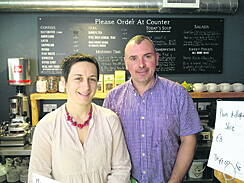 Siobhan and Anthony in the new caf&eacute; at the Uillinn