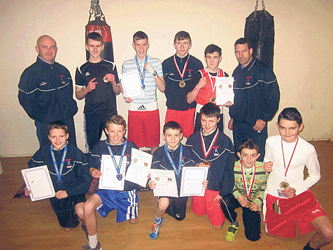 Knock-out successes: 2015 championship boxers from Bantry Amateur Boxing Club, Emmet Lyons, Sebh Kingerlee, Stefen ONeill, Vilson Kotarja, Tom McGuinn, Dan McGuinn, Jack Desmond, James Desmond, Alan Kelly and Cathal Tisdale (missing from photo is Cathal 