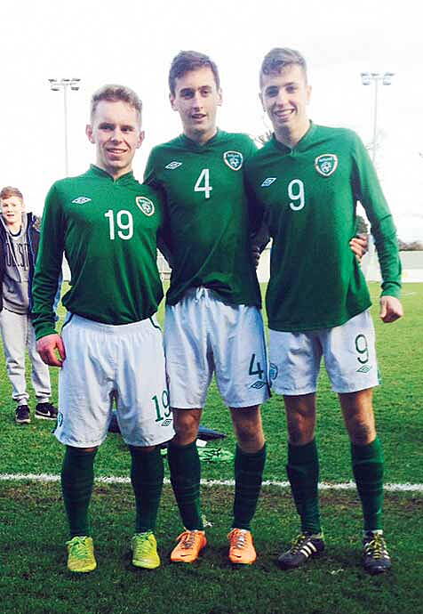 Boys in green: Dunmanways Mark Buckley, Blarneys Conor McCarthy and Kealkils Connor Ellis played their part in Irelands fantastic Centenary Shield success.
