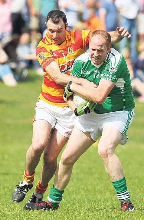 Target man: Dohenys Daniel ODonovan, pictured in action against Newcestown last season, is a key man in the Dunmanway clubs attack.