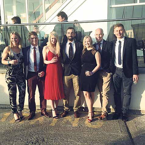Great memories: Pictured at the closing dinner for the 2015 Wilson Trophy in the UK were, from left, Maddie OConnell, Billy Clarke, Sonia Minihane, Aidan McLaverty, Eimear O Leary, their host for the Wilson Trophy and Cian O Regan.