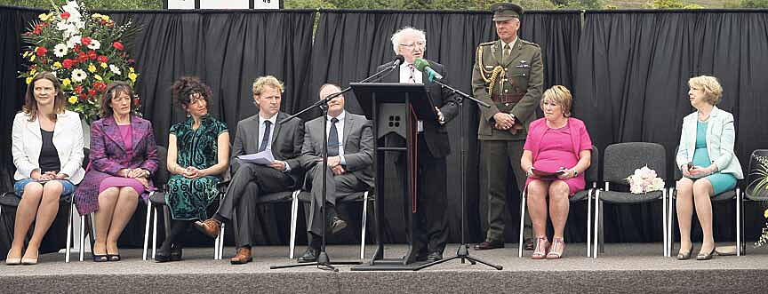 President Higgins at Gaelscoil Mhich&iacute;l U&iacute; Choile&aacute;in in Clonakilty.