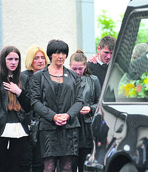Ann Davis (third from left) chief mourner at the funeral, at the Sacred Heart Church in Rath, Baltimore, on Monday of her son, Barry Davis Ryan, who died along with his girlfriend and father in a tragic drowning incident on June 30th last.