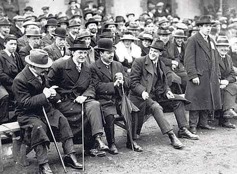 Arthur Griffith, Eamon deValera and Michael Collins at an All-Ireland Final in Dublin in 1921. 