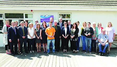 NLN Bantry Food Production Course graduates with their turors, local representatives, Cllr Patrick Gerard Murphy and Noel Harrington TD, Ted Owens, CEO of CETB, and Minister for Agriculture, Food and Fisheries, Simon Coveney.
