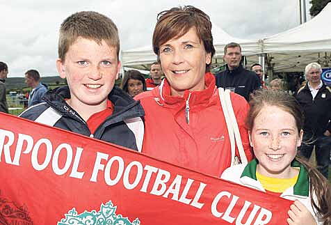 Having fun: Ann-Marie Daly with Niall and Anna from Bandon pictured at Drinagh for the big game on Saturday.      