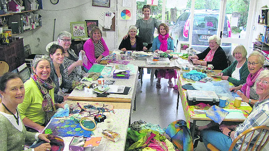 Group sculpts fabric into art Image