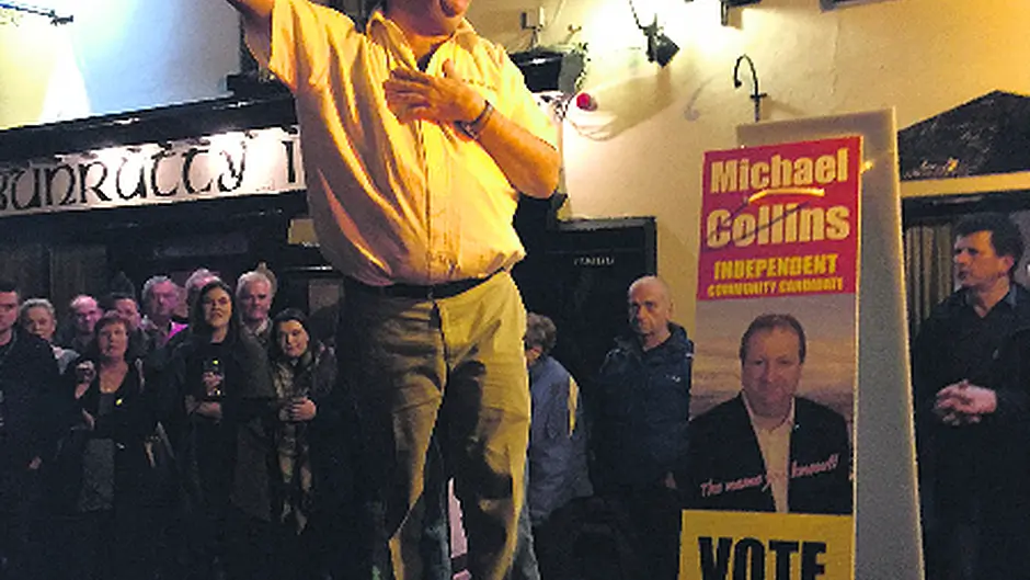 With no party machine, Collins relied on his own savings and getting the community behind him Image