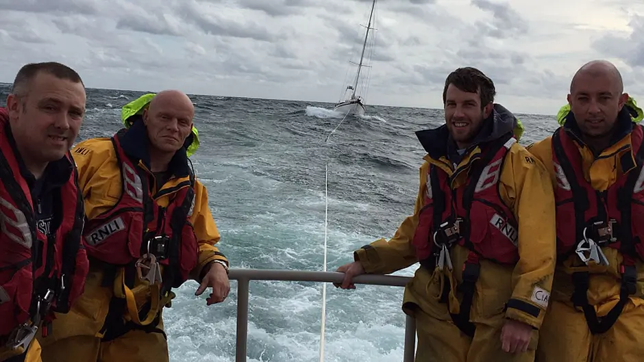 Yacht being towed to safety after RNLI called to casualty off Old Head Image