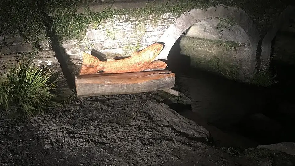 Drimoleague's missing wooden salmon sculpture found in Caheragh Image