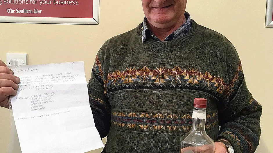 Craig's message in a bottle travels 1,900  miles from Newfoundland to Baltimore Image