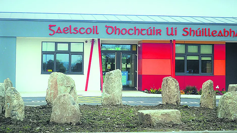 Creative Gaelscoil students duplicate Drombeg Stone Circle at their school Image