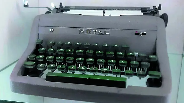 Tom Barry's Guerilla Days typewriter for exhibition in Michael Collins house Image