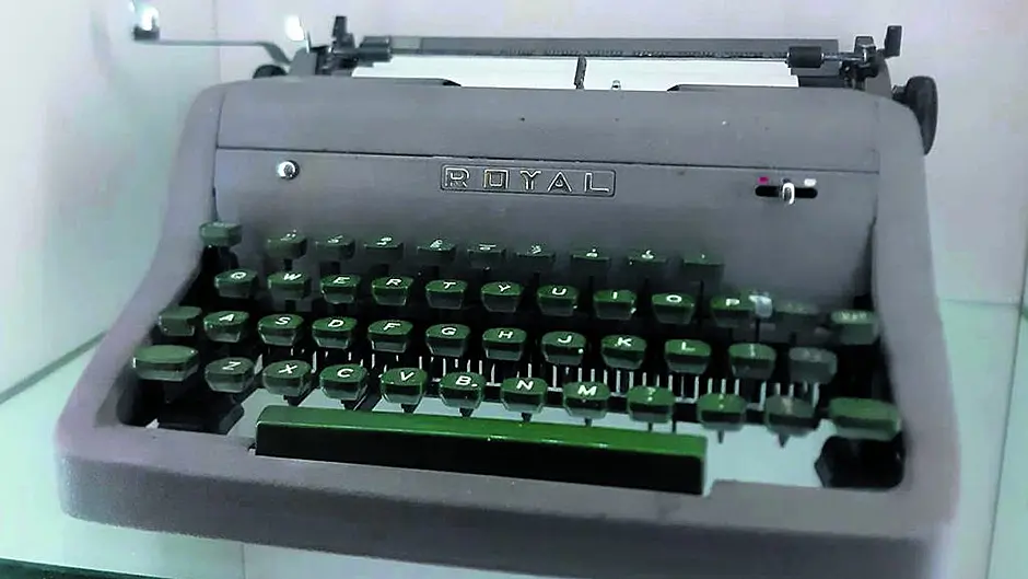 Tom Barry's Guerilla Days typewriter for exhibition in Michael Collins house Image