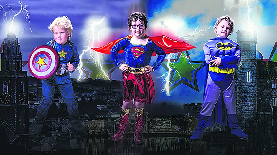 Three little super heroes helping Mercy hospital Image