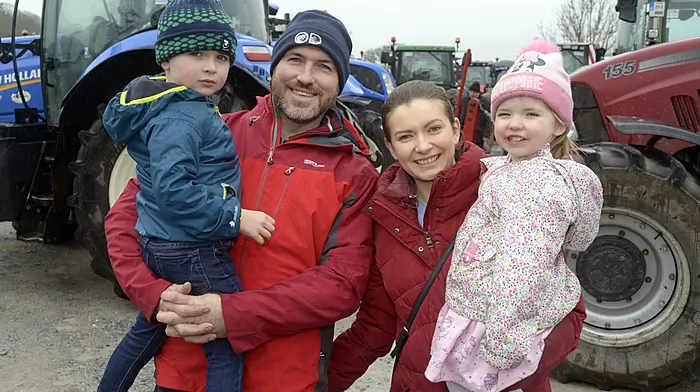 Ambrose and Siobhan Kenneally from Crookstown with their children Shane and Juliette at the tractor fun run in Crookstown.  (Photo: Denis Boyle)