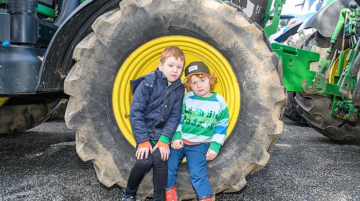 Olan Brethnach and Pierce McCarthy (both Ovens) enjoying their day at the Bandon Grammar School tractor, truck and car run which was in aid of Agri Education Development at Bandon Grammar School and Bandon Union of Parishes.Picture: David Patterson, Tractor Run – Cork