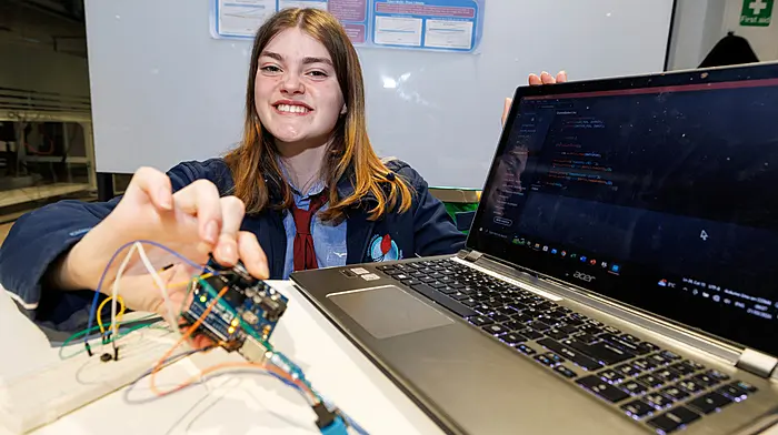Gráinne Ní Chróinín from Gaelcholaiste Charrig Uí Leighin who took third place at this year's BD Stem Stars event at the National Technology Park in Limerick. (Photo: Arthur Ellis)