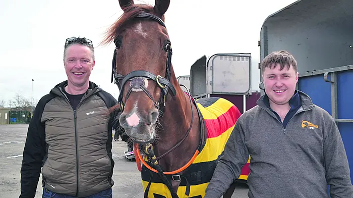 John and Darragh Sheehy, Baltimore with ‘Lenny’. (Photo: Anne Minihane)