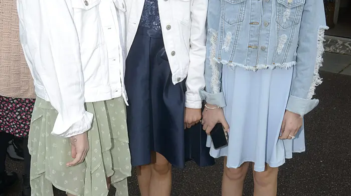 Hannah O'Sullivan, Saoirse Ryan and Abbie Shannon at their Confirmation at St Patrick’s Church.   (Photo: Denis Boyle)