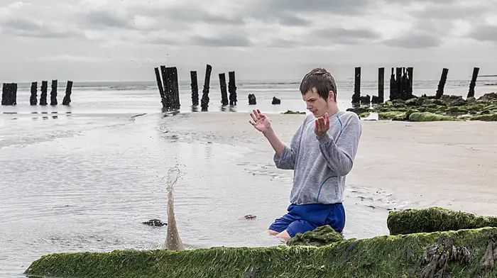 Liam O'Leary from Macroom having fun in a rockpool on one of the first dry and warm days during April at Harbour View. (Photo: David Creedon)